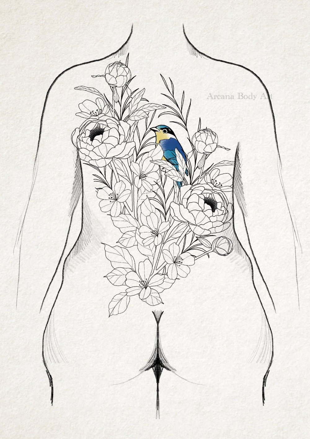 Image of Flash Dos Floral Oiseau