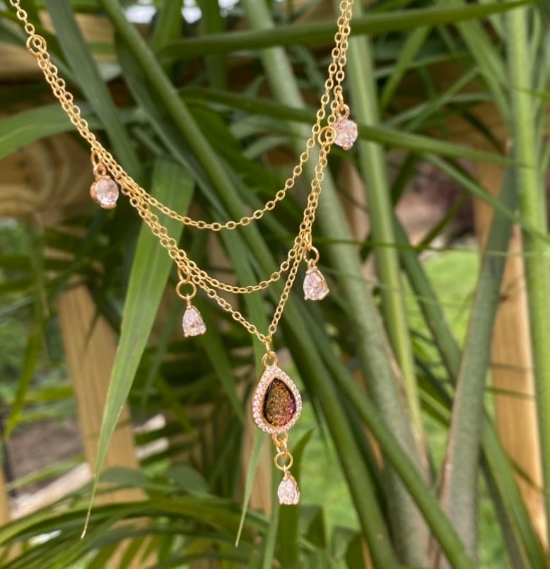 Image of ✨Wine Sparkle Teardrop Choker Necklace ✨