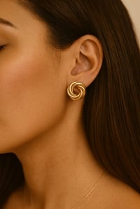 Image 2 of Golden Knot Stud Earrings