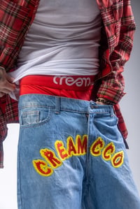 Image 2 of Red Flame Denim Jean Shorts