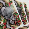 Strawberry Patch Wolf Emetic Art Print