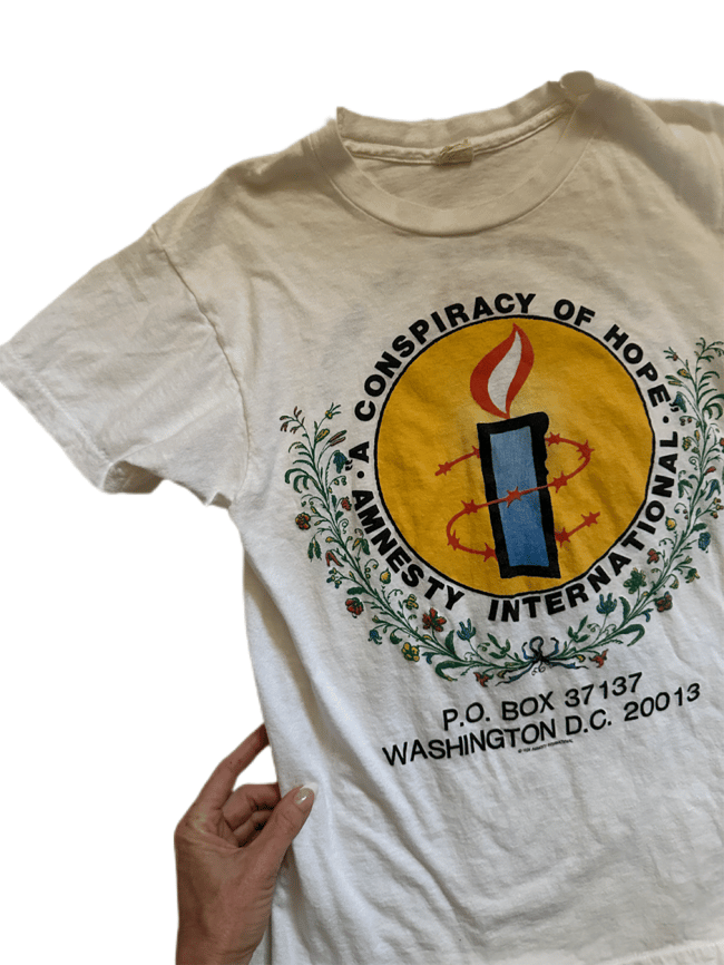 80s Amnesty International concert t shirt tee