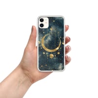 Image 8 of Blue and Gold Celestial Moons Design Clear Case for iPhone®