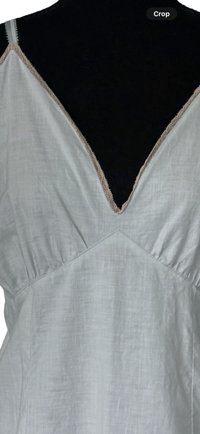 Image 12 of Vintage Pale Blue Cotton Midi Slip Dress   with Trim- Size M