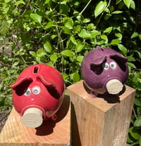 Image 4 of Piggy Bank- bright red-pink pig 