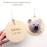 Image 4 of Placa de Madera Bebé Osito Tricotín /  Regalo Personalizado Bebé