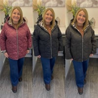 Image 1 of Quilted Leopard Print Lined Hooded Jacket