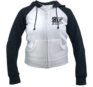 Image of Ask Me About Jesus Black and White Hoodie