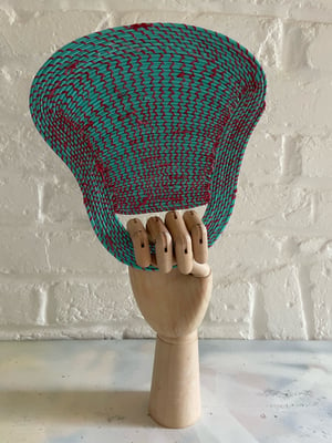 Image of African Hand Woven Fans from recycled plastic  - cut out handle style 