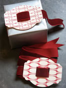 Image of Set of 3 Red Deco Letterpress Buckles, add your own ribbon