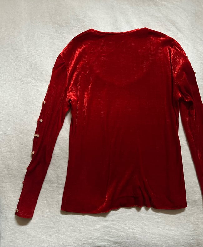 1970s velvet glam rocker shirt with buttons down the sleeves