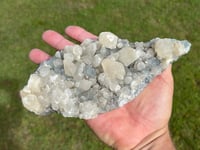 Image 1 of Green Fluorite On Druzy Quartz With UV Dog Tooth Calcite #2223