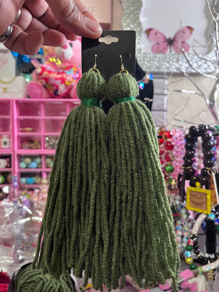 Image of Yarn tassel earrings