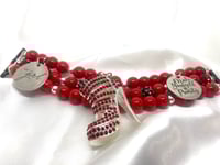 Image 4 of Red stiletto beaded Watchband/38/40mm