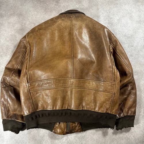 Image of 1980s Heavyweight Leather Flying Jacket, Size Medium