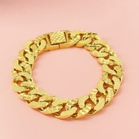 Image 4 of Luxury 24K 9999 Pure Gold real gold Men's flat boss bracelet 13MM bracelet