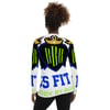 BOSSFITTED White Neon Green And Blue AOP Women’s Long Sleeve Compression Shirt