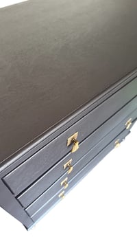 Image 3 of Stunning black & gold oak chest of drawers 