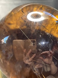 Image 2 of Large Smoky Quartz Sphere With Golden Rutile And Rainbows #1769