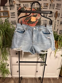 Image 1 of Distressed denim shorts 
