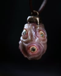 Image 6 of Egg of the King pendant, leather cord, brass hardware, all seeing eyes OOAK, one of a kind 