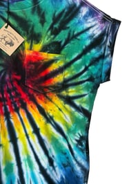 Image 6 of L 100% Cotton Short T-Shirt Dress with Pockets in Rock-n-Roll Tie Dye