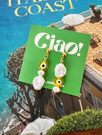 Image 2 of EYE PEARL DROP EARRINGS 