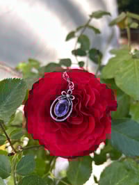 Image 1 of Superbe pendentif en argent massif, améthyste et perle, avec chaîne, époque Art Déco, 1910-30