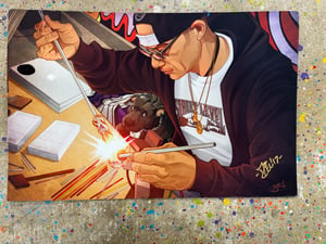 Image of DL on the torch printed on HEAVY stock