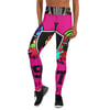 BOSSFITTED Neon Pink and Colorful Logo AOP Yoga Leggings
