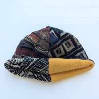 Image 2 of Shallow Fit Upcycled Reversible Beanie Brick Brown Coogi x Yellow Cashmere