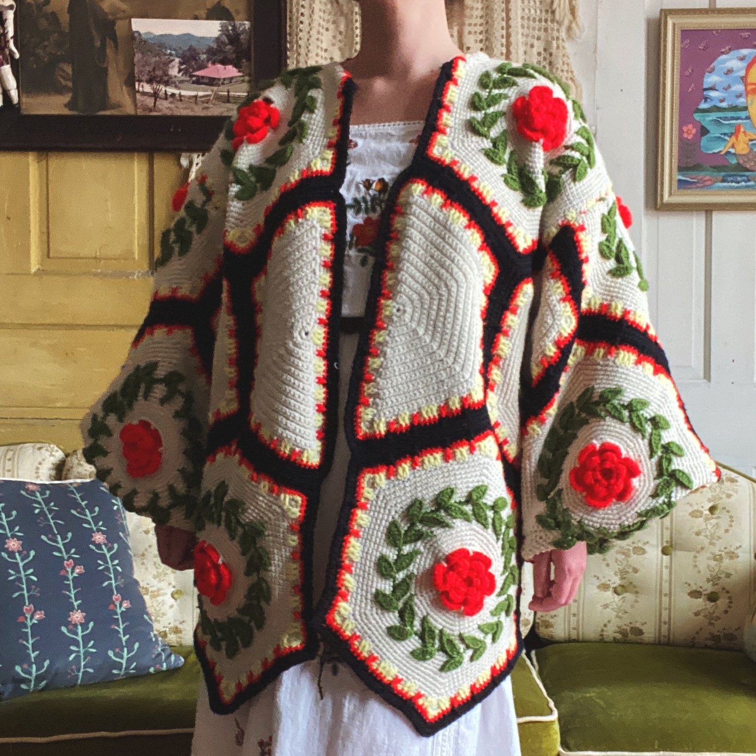 Image of Hexagon Roses Granny Sweater