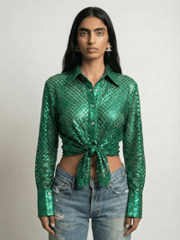 Image 2 of Green Paradise Metallic Leather Button Up (Ready To Ship❗️)
