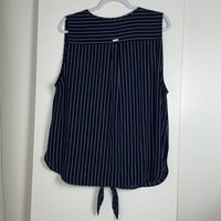 Image 3 of NAUTICA sleeveless stripe front tie blouse top