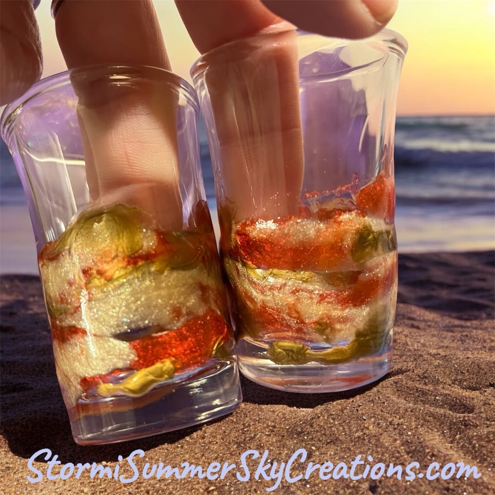 Image of Red,Gold and Cream shot/dessert glass set