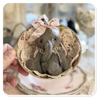 Image 2 of Etta-Mae a grey and dusty pink Handmade teacup elephant