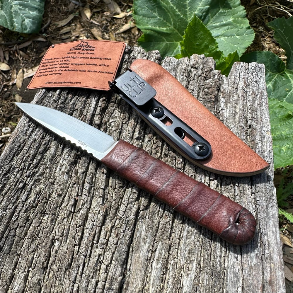 Image of 80mm Drop Point 52100 leather