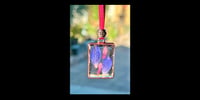 Image 1 of Delphinium and Pink Aster - Rose Gold Square Pendant