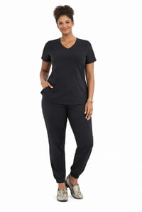 Image 2 of Black Jogger Scrub Set 