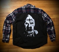 Upcycled “The Terrifier” t-shirt flannel