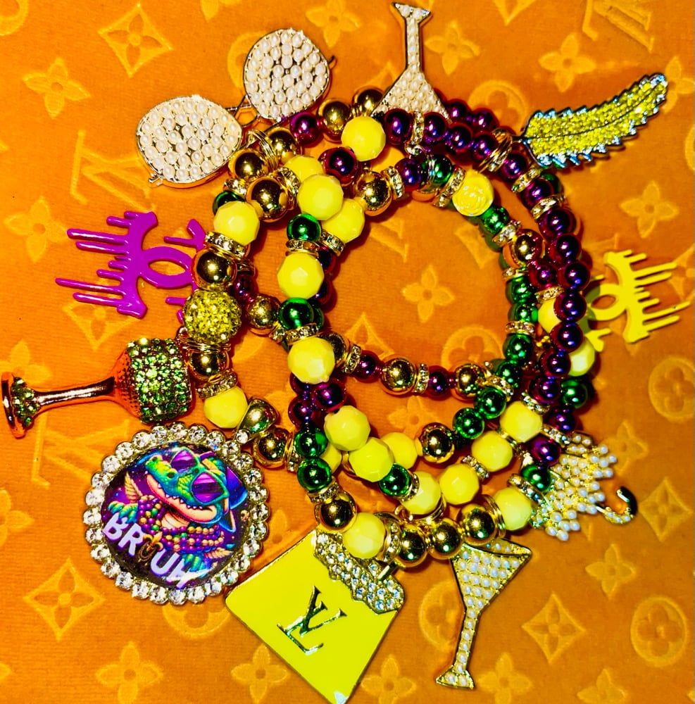 Image of Mardi Gras Stacked Bracelets 