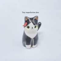 Image 8 of Glow in dark tuxedo cat with ghost mask ceramic figurine (discount price)