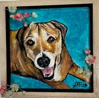 Image 5 of  Small Hand Painted Tile in Wood Frame 
