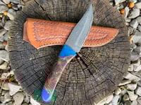 Image 3 of Damascus knife with basket weave pattern sheath