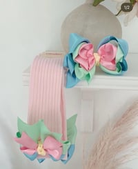 Pastel mix sock and bow set 