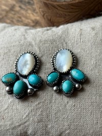 Image 2 of  Turquoise + Pearl Studs