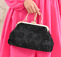 Black Floral Evening Handbag 