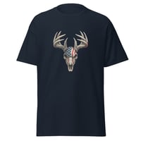 Image 2 of Unisex classic tee, Americana Deer Skull with Antlers Patriotic Tee