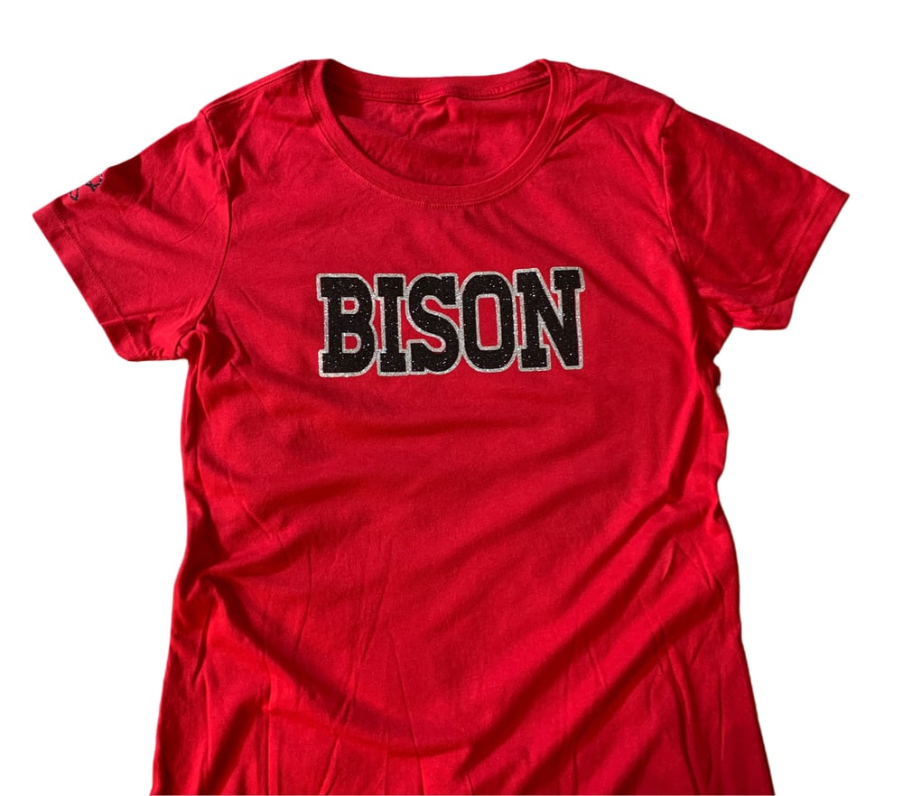 Image of Bison Lady Tee Black Silver Glitter