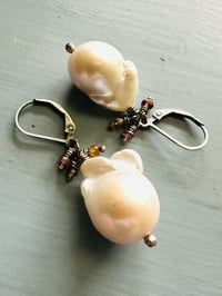 Image 2 of luxe baroque pearl earrings with tourmaline fringe